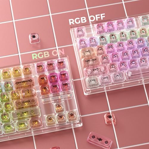 OHY XVX Macaron Balloon Pastel Gradient Transparent Keycaps, MOA Profile 125 Keys PC Shine-Through Keycaps for MX Mechanical Keyboards