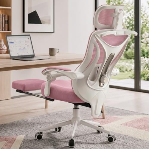 CYKOV Ergonomic Office Chair with Footrest, Reclining Mesh Back, 350 Lbs