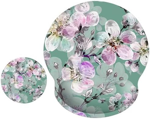 ITNRSIIET Ergonomic Mouse Pad with Wrist Support Wrist Rest Smooth Surface Non-Slip Rubber Base Comfortable Office Supplies Pain Relief, 9.8 x 9.1 inches, Beautiful Flower Art