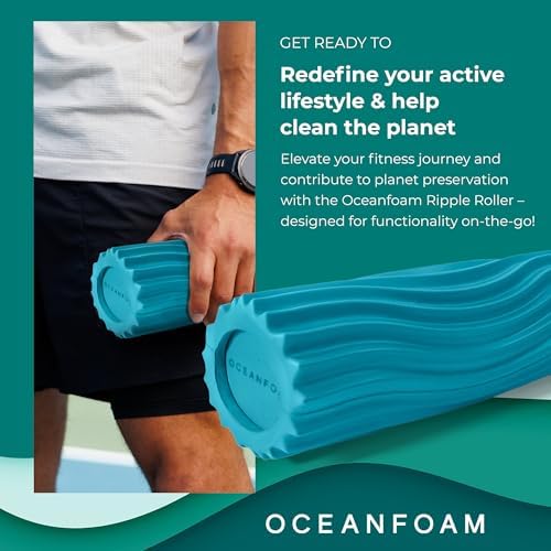 Oceanfoam Ripple Roller Small Foam Roller for Physical Therapy (Miami Blue)