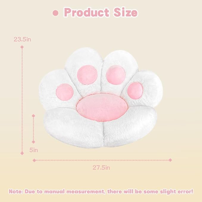 MOONBEEKI Cat Paw Cushion Chair Comfy Kawaii Plush Seat Cushions Lazy Pillow for Gamer Chair 28"x 24" Cozy Floor Cute Seat for Girl Worker Gift, Dining Room Bedroom Decorate, White