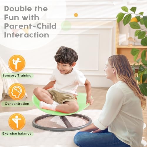 BABAMU Spinning Chair for Autistic Kids, Sensory Swivel Chair, 220LBS Weight Capacity, Autism Sensory Products, Autism Toys, Sensory Toy (Green, Egg)