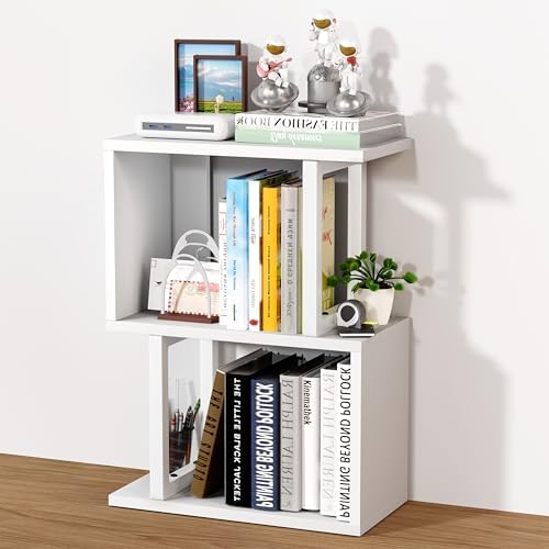 Desk Shelf Organizer, Small Desktop Bookshelf Wood, White