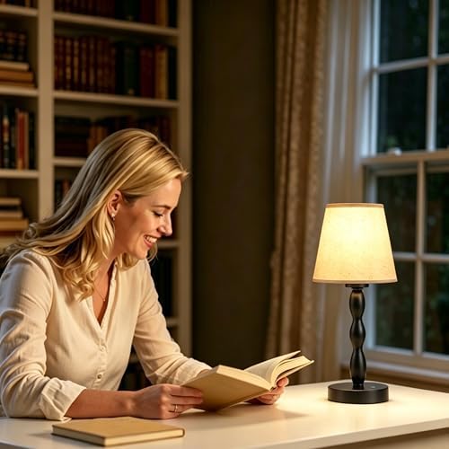 CASTLELIFE Rechargeable Cordless Table Lamp, 5000mAh Battery Powered Touch Desk Lamp, 3-Level & Stepless Dimmable Night Light, Portable Bedside Lamp for Bedroom, Outdoor, Bulb Included, Black