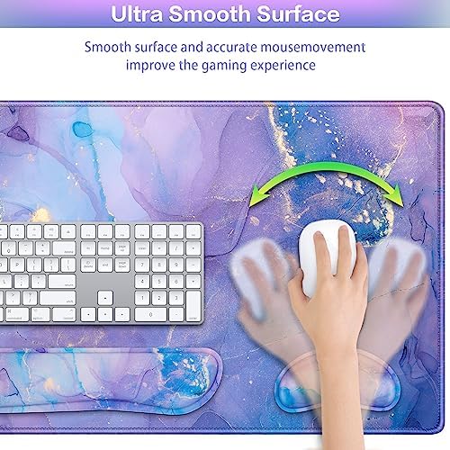 4-in-1 Mouse Pad with Wrist Rest Purple,35.4×15.7in Large Gaming Mouse Pad