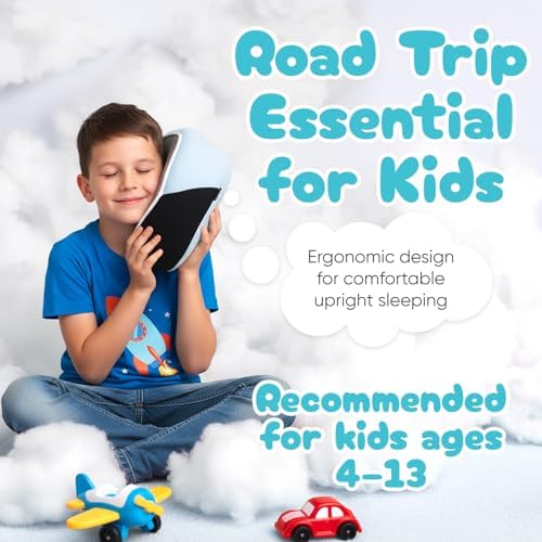 Proglobe Kids Travel Neck Pillow, Memory Foam, Light Blue, Ages 4+