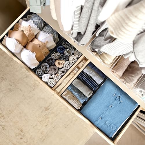 Simple Houseware Underwear Drawer Organizer, Set of 6, Black