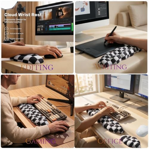 Cloud Wrist Rest Set for Keyboard & Mouse. Silky Fabric Surface