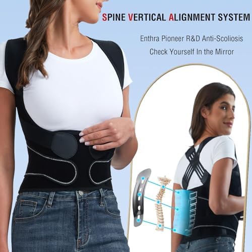 Back Brace Posture Corrector for Women and Men with Spine Vertical Alignment System, Lower Back Pain Relief, Back Straighter Instant Posture Corrector - Scoliosis (Black, X-Large)