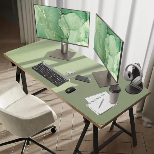 Bloss Extra Large Desk Mat 55" x 24", Waterproof Student Study Desk Mat, PU Leather Computer Writing Desk Pad, Non-Slip Dressing Table Cover Protector for Home Office and Decor - Beige