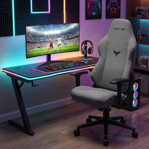Gaming Chair - High Back Ergonomic Computer Chair with Lumbar Support, Video Game Chair-4D Adjustable Armrests,170° Reclining & 320lb Capacity,Fabric,Meteorite Gray