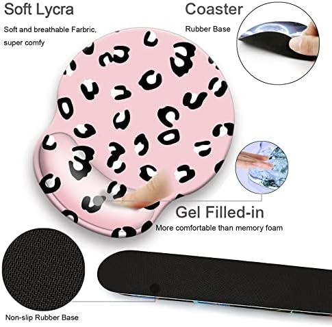 4 in 1 Mouse Pad Set with Wrist Rest for Keyboard,Desk Mat,Coaster-Pink