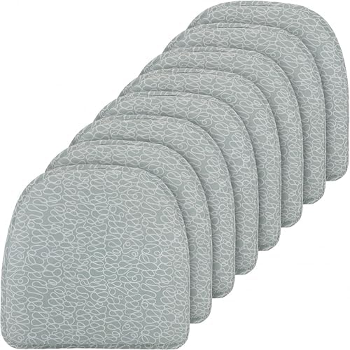 Klear Vu Raindrop The Gripper Non Slip Chair Cushions, Soft & Comfortable Seat Pad, Sitting Pillow for Kitchen, Dining or Office, 8 Count (Pack of 1), Scribble Spa