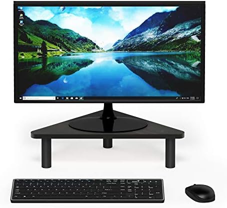 Furinno Turn-N-Tube Monitor Stand Riser, 19.6" Wide Triangle Corner Monitor Riser, Laptop Stand for Desk, Office Desk Accessories, Desktop Organizers and Accessories, Toolless Assembly, Espresso