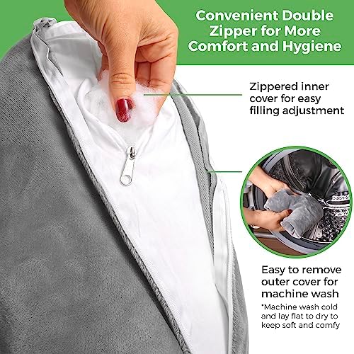 Rotator Cuff Pillow Side-Sleeper Shoulder Arm Support, Washable Cover, Gray