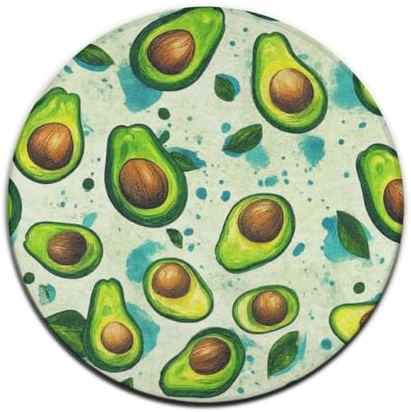 Home Decor Non Slip Kitchen Office Circle Rug, Machine Washable Modern Round Area Rug, Room Sofa Yoga Soft Round Carpet Fruits Exotic Avocado Art, 36inch