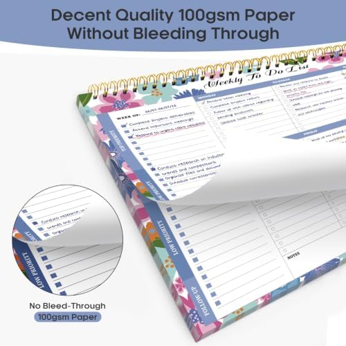 Taja Weekly To Do List Notepad, Undated Weekly Planner Pad, 8.5" x 11"