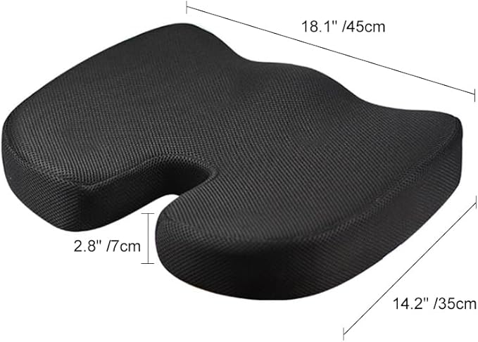 DITSONEO Memory Foam Seat Cushion for Office Chairs & Car Seat, Anti-Slip Ergonomic Chair Cushion for Pressure Relief, Back Support