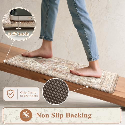 KIMODE Anti Fatigue Kitchen Mats for Floor,Farmhouse Kitchen Rugs Sets of 2