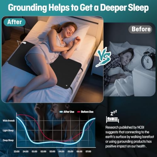 Grounding Mat for Bed, Grounding Mattress Pad Queen Size, 15ft Cord