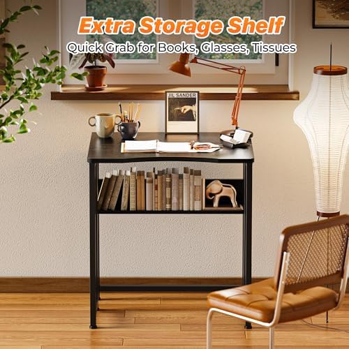 Huuger Folding Desk with Storage Shelf, 23.6 Inch Foldable Computer Table