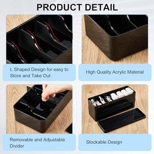 Tatuo Cord Organizer Box with Lid, Black, 1 Pack