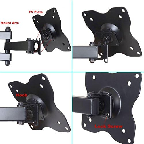 VideoSecu TV Wall Mount Monitor Bracket with Full Motion Articulating Tilt Arm 15" Extension for Most 27" 30" 32" 35" 37" 39" 40" LCD LED TVs with VESA 200x200 ML14B WS2 (Pack of 2)