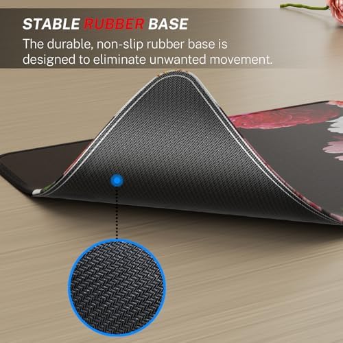 MROCO Essential Office & Gaming Mouse Pad, 8.5 x 11 Inch, Black Flower