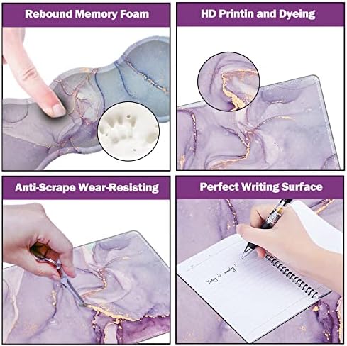 Upgraded Extended Gaming Mouse Pad, Keyboard Wrist Rest Pad, Wrist Support Mousepad Set, Artso Large Stable Rubber Base Stitched Edges, Multifunctional Desk Pad (35 x15.5 in), Purple Blue Marble