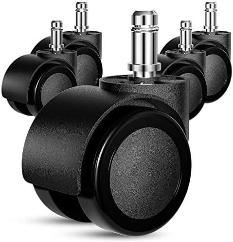 Office Chair Wheels Replacement, 5 Pcs 2 Inch Office Chair Casters Heavy Duty, Computer Desk Chair Wheel Safe Mute Rotating Rubber Wheels for Wood Floors and Carpet, Universal Size Fits 99% by Aisuly