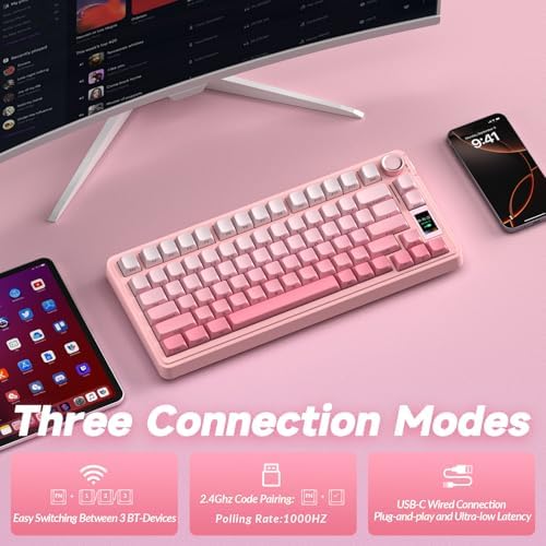 AULA S75 PRO Wireless Mechanical Gaming Keyboard with Screen&Knob, 80 Keys