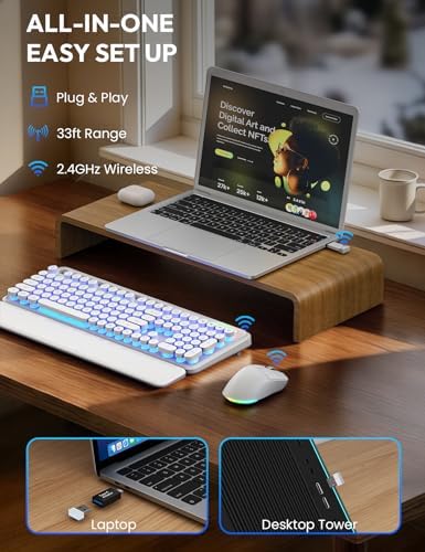 Wireless Keyboard and Mouse, Backlit Typewriter with Magnetic Wrist Rest