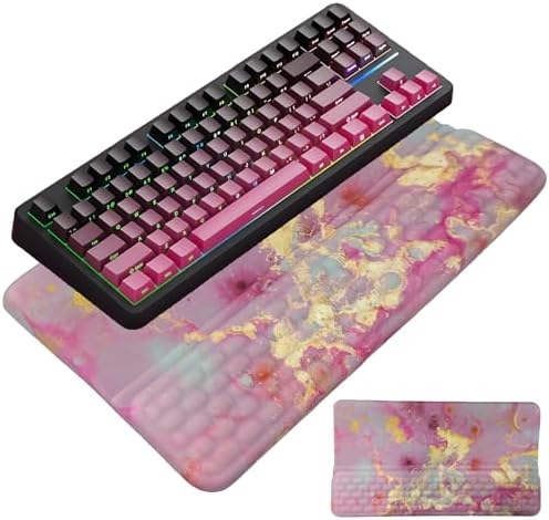 Keyboard Stand with Wrist Rest Pink Keyboard Pad with Wrist Support Marble Keyboard Wrist Rest for Computer Keyboard Stand for Desktop Ergonomic Keyboard Tilt Riser for Desk Office Home Gaming Room