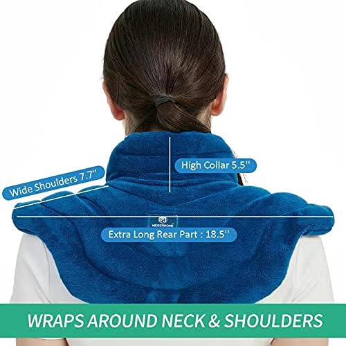 Microwavable Heat Pad for Neck and Shoulders, Warm Compress Wrap, Blue