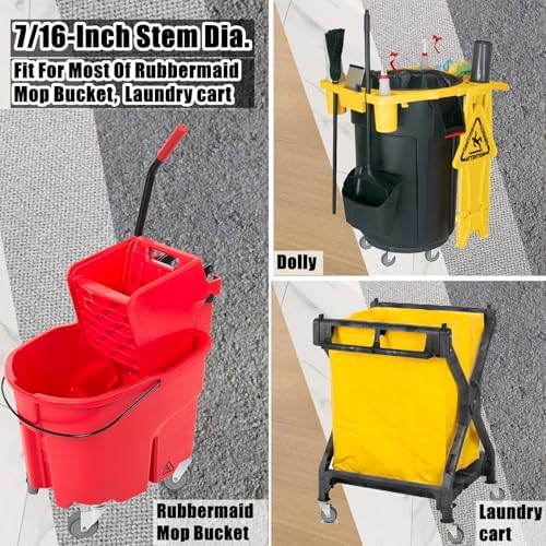 RILIDRI 4-Inch Swivel Stem Caster, 7/16-Inch Stem Diameter Rubber Wheel, Heavy Duty TPR Replacement Wheels for Rubbermaid Mop Bucket Cart Grill Casters - 8 Pack