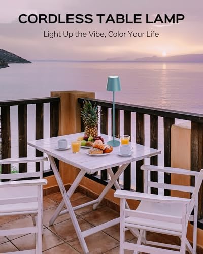 JACKYLED Cordless Table Lamps Rechargeable, 3 Adjustable Height, 5000 Capactiy Operated 3 Colors Smooth Dimming, Portab
