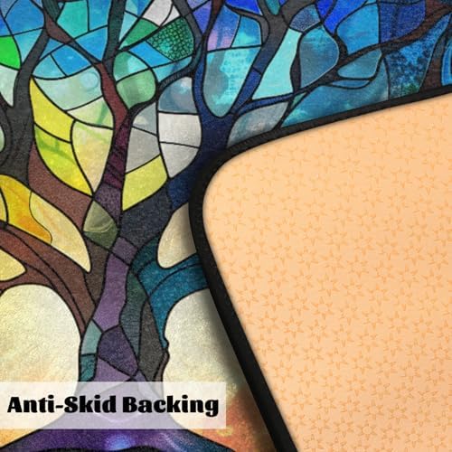 Kitchen Mats, Glass Tree Pattern Kitchen Rugs, Cushioned Anti Fatigue Kitchen Mats, Non-Slip Standing Desk Mat, Absorbent Kitchen Rug for Floor, Kitchen, Office, Sink, 20"×39"