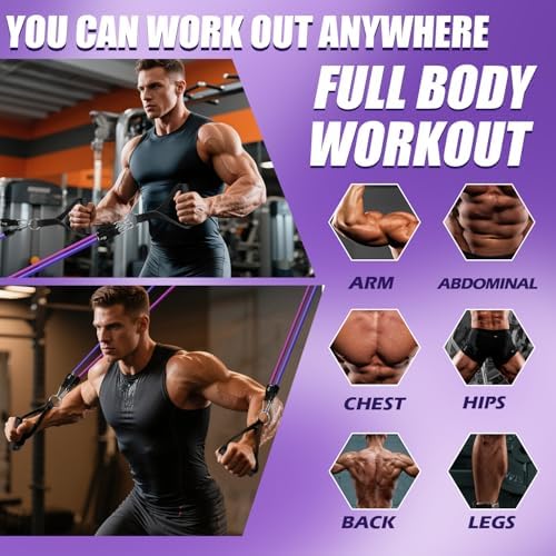 WHATAFIT Resistance Bands with Handles, 150 lb Exercise Bands Set