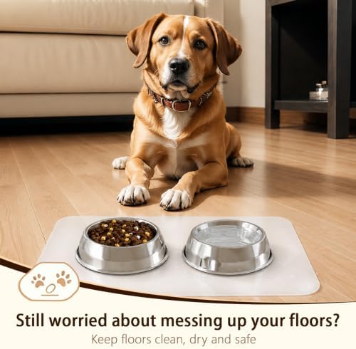 29"x 50" Extra Large White Translucent Silicone Pet Spill Mat Premium Countertop Protector Non-Slip Heat Resistant Floor Liner Shipped Rolled Up for Indoor Pet Playpen Multi-Pet Daily Feeding Station