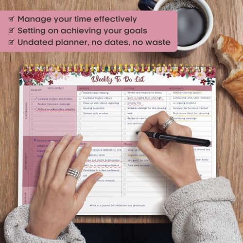 Taja Weekly To Do List Notepad, Undated Weekly Planner Pad, 8.5" x 11"
