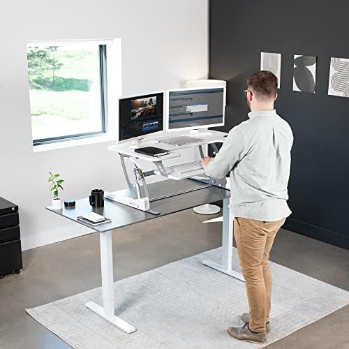 VIVO White 42 in Standing Desk Converter, DESK-V000VLW