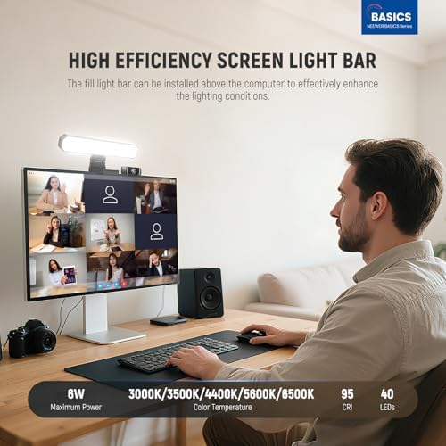 NEEWER Basics 6W Monitor Light Bar with Stand/Remote/Touch Control, L10