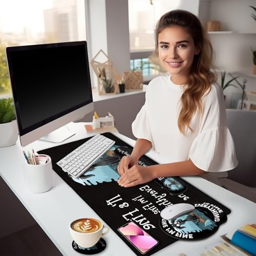 LIMKRIAN Funny Dog Mouse Pad Set Large Desk Mat for Desktop Decor, 35.4"