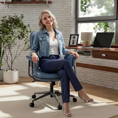 HomeZeer Blue Office Chair, Memory Foam Seat Mid Century Modern Desk Chair