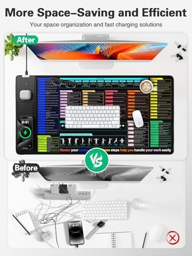 Mouse Pad with Foldable Phone Holder, Wireless Charging Desk Mat 31.5x15.75 Mousepad with Superior Micro-Weave Cloth Non-Slip Waterproof Desk Pad