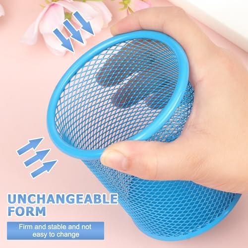Tamaki Pen Holder Cup for Desk, Wire Mesh Pencil Cup Holder, Blue