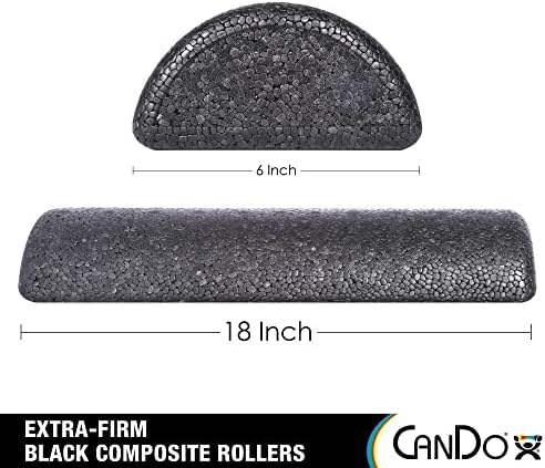 CanDo Black Composite High-Density Foam Rollers for Muscle Restoration Massage Therapy Sport Recovery and Physical Therapy 6" x 18" Half-Round