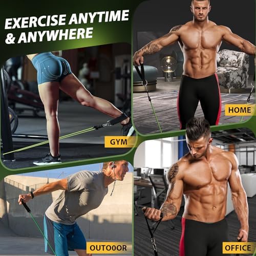 WHATAFIT Resistance Bands with Handles, 150 lb Exercise Bands Set