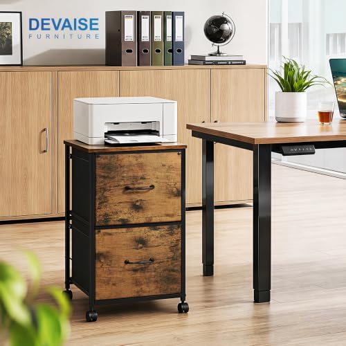 DEVAISE 2 Drawer Mobile File Cabinet, Rolling Printer Stand
