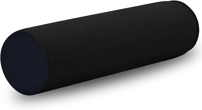 Cylinder Round Memory Foam Support Pillows Cervical Neck Roll Pillow with Pillowcase Soft, Comfortable and Breathable for Sleeping, Chair, Car, Sofa，Travel Black-24X6
